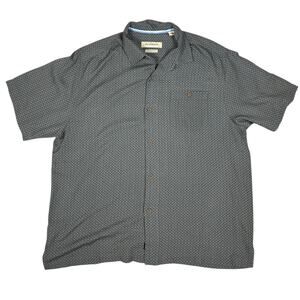 Tommy Bahama Shirt Mens XL Gray Geometric Silk blend Button Up Original fit